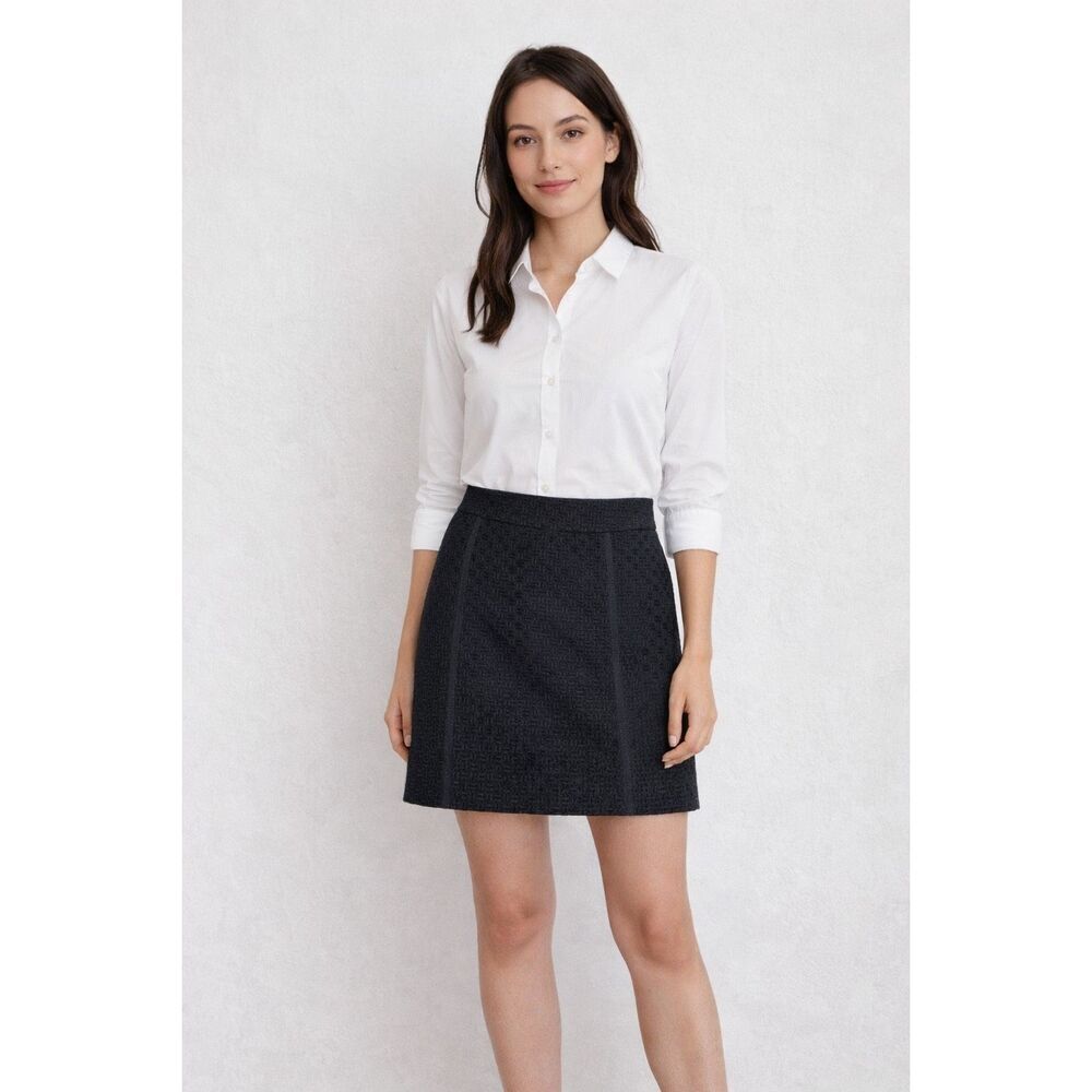 LOFT Black Tweed Wool Blend Mini Skirt Size 0 NWT